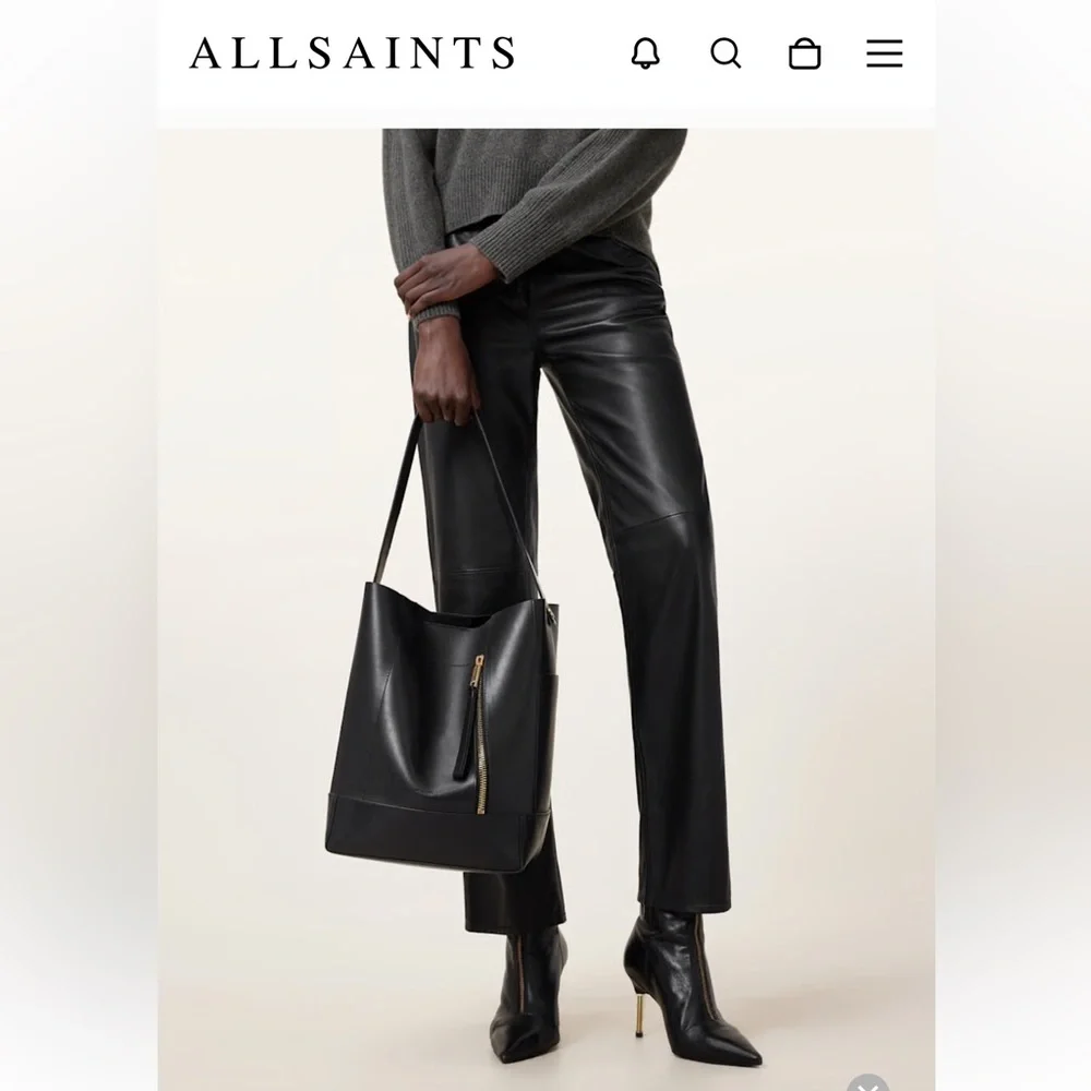 ALLSAINTS ALBA LEATHER HOBO SHOULDER BAG black $399 gently used
